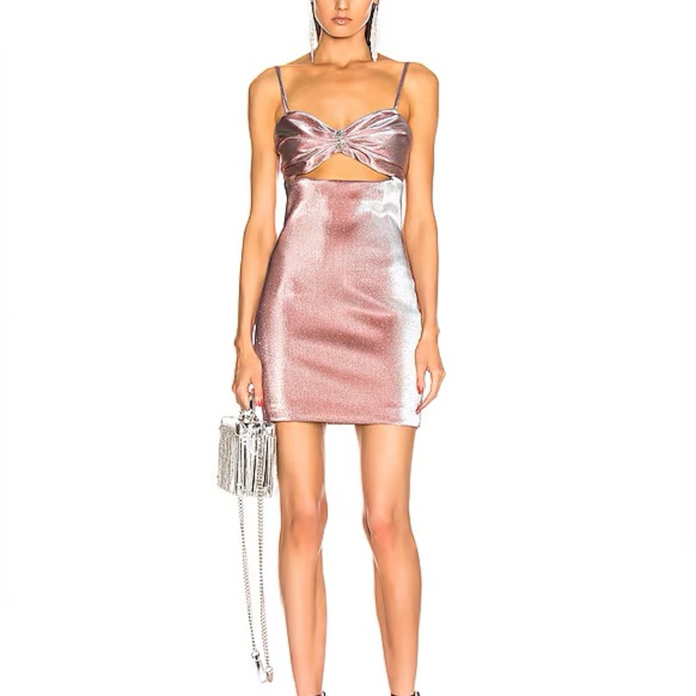 Area pink lamé mini dress
